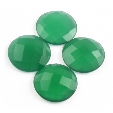Green onyx round rosecut flat back gemstone